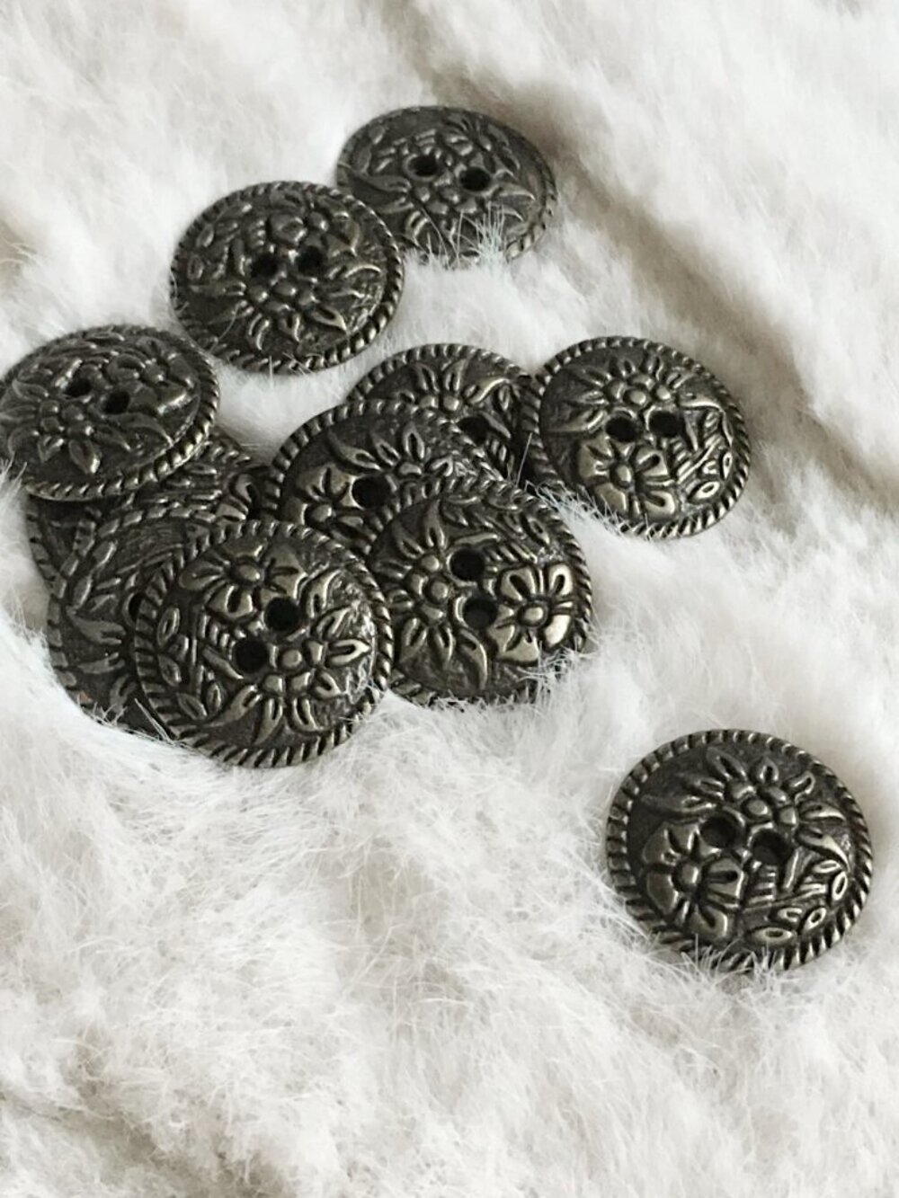 Vintage Antique Brass Sunflower Floral Buttons - Set of 6 Folk 🪡 Set #2
